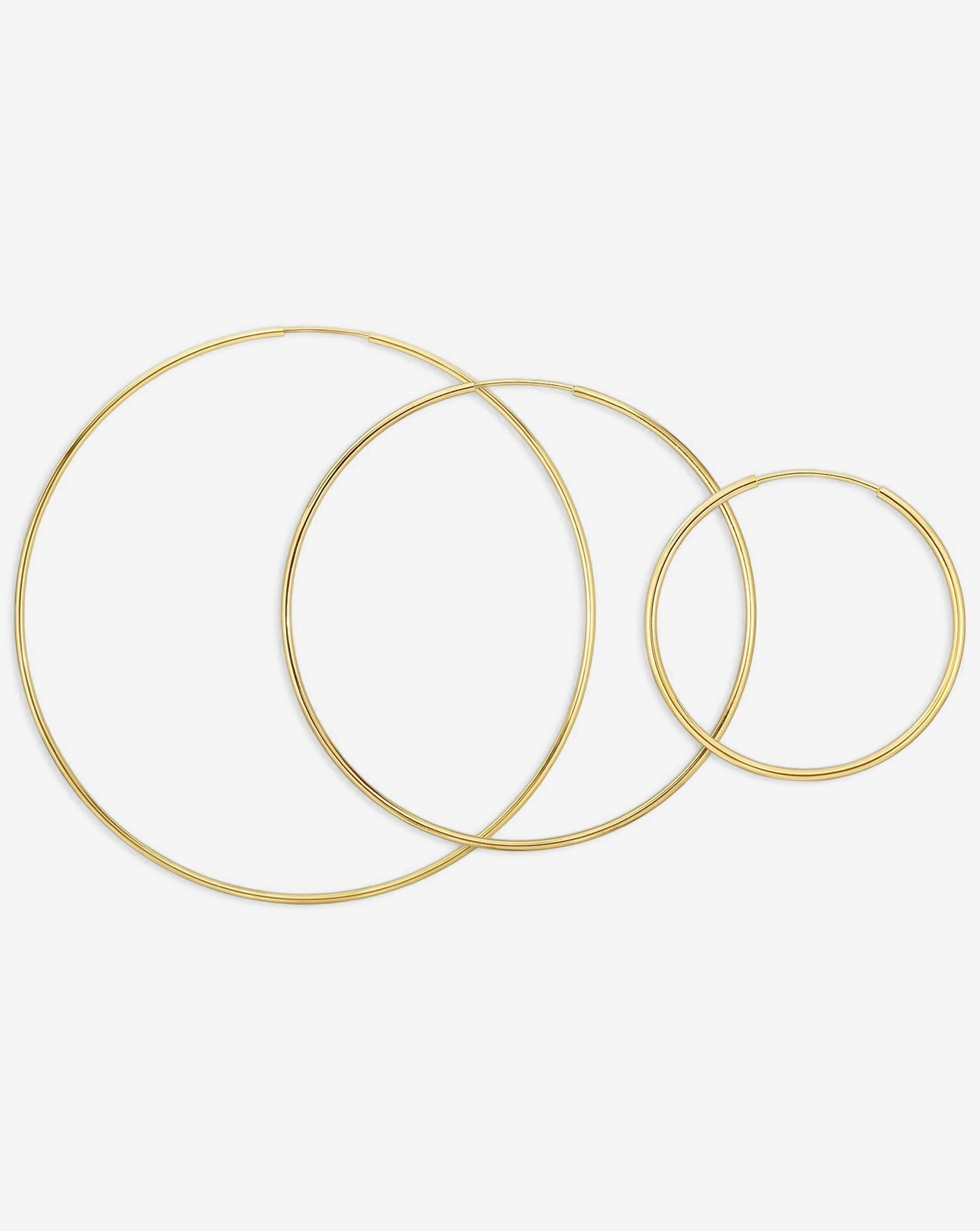1 mm Endless Gold Tube Hoops - 14k Yellow Gold