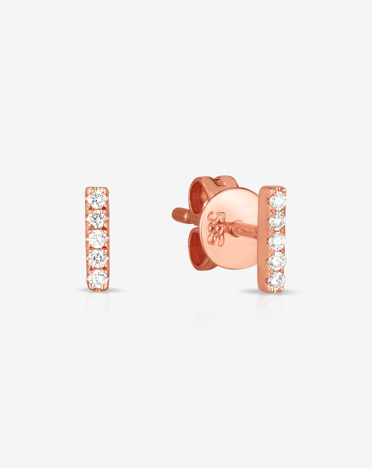 Ring Concierge Earrings 14k Rose Gold / Pair Petite Diamond Line Studs