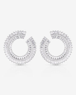 Ring Concierge Earrings 14k White Gold Fanned Diamond Statement Earrings