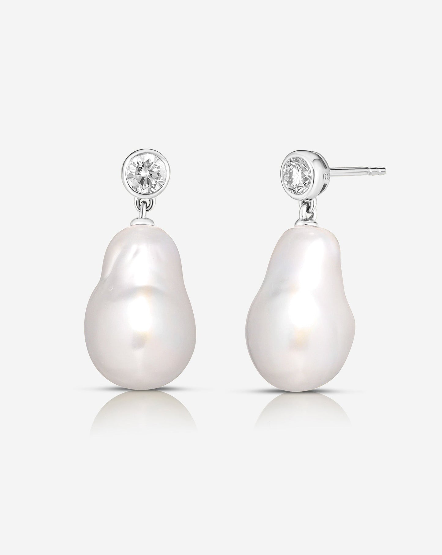 Ring Concierge Earrings 14k White Gold Organic Pearl Earrings