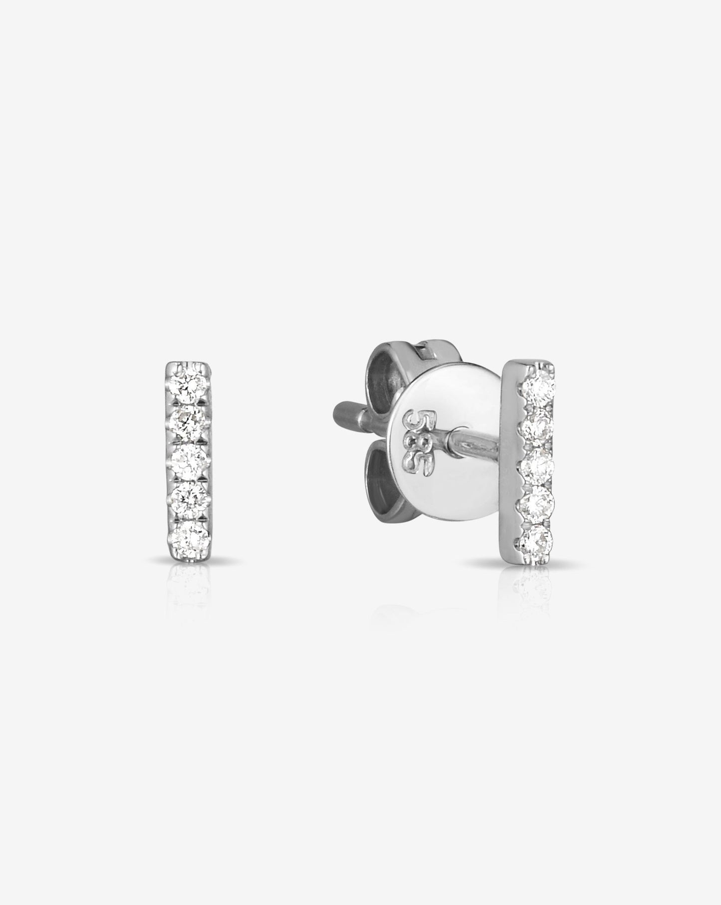 Ring Concierge Earrings 14k White Gold / Pair Petite Diamond Line Studs