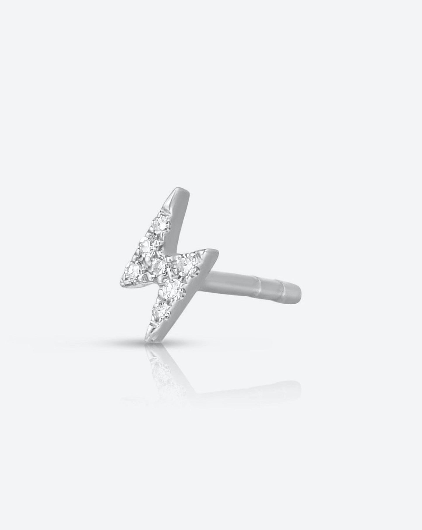 Ring Concierge Earrings 14k White Gold / Single Mini Lightning Bolt Studs