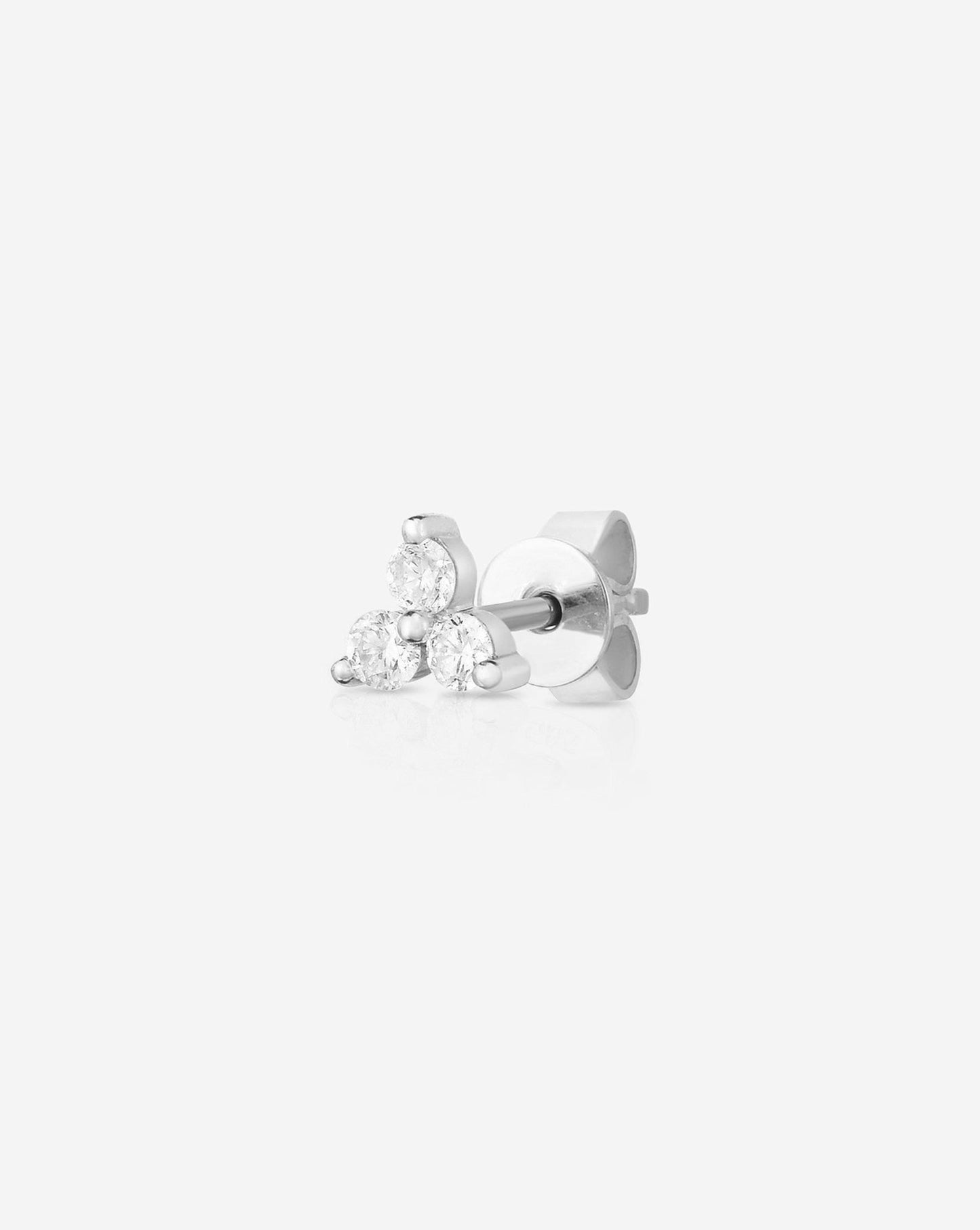 Ring Concierge Earrings 14k White Gold / Single Stud Diamond Trio Studs