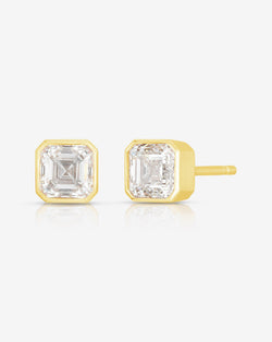 Ring Concierge Earrings 14k Yellow Gold Asscher Diamond Studs