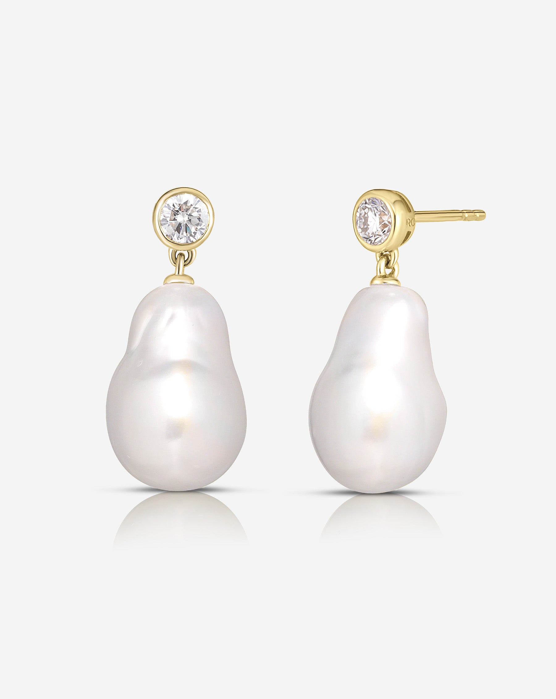 Ring Concierge Earrings 14k Yellow Gold Organic Pearl Earrings