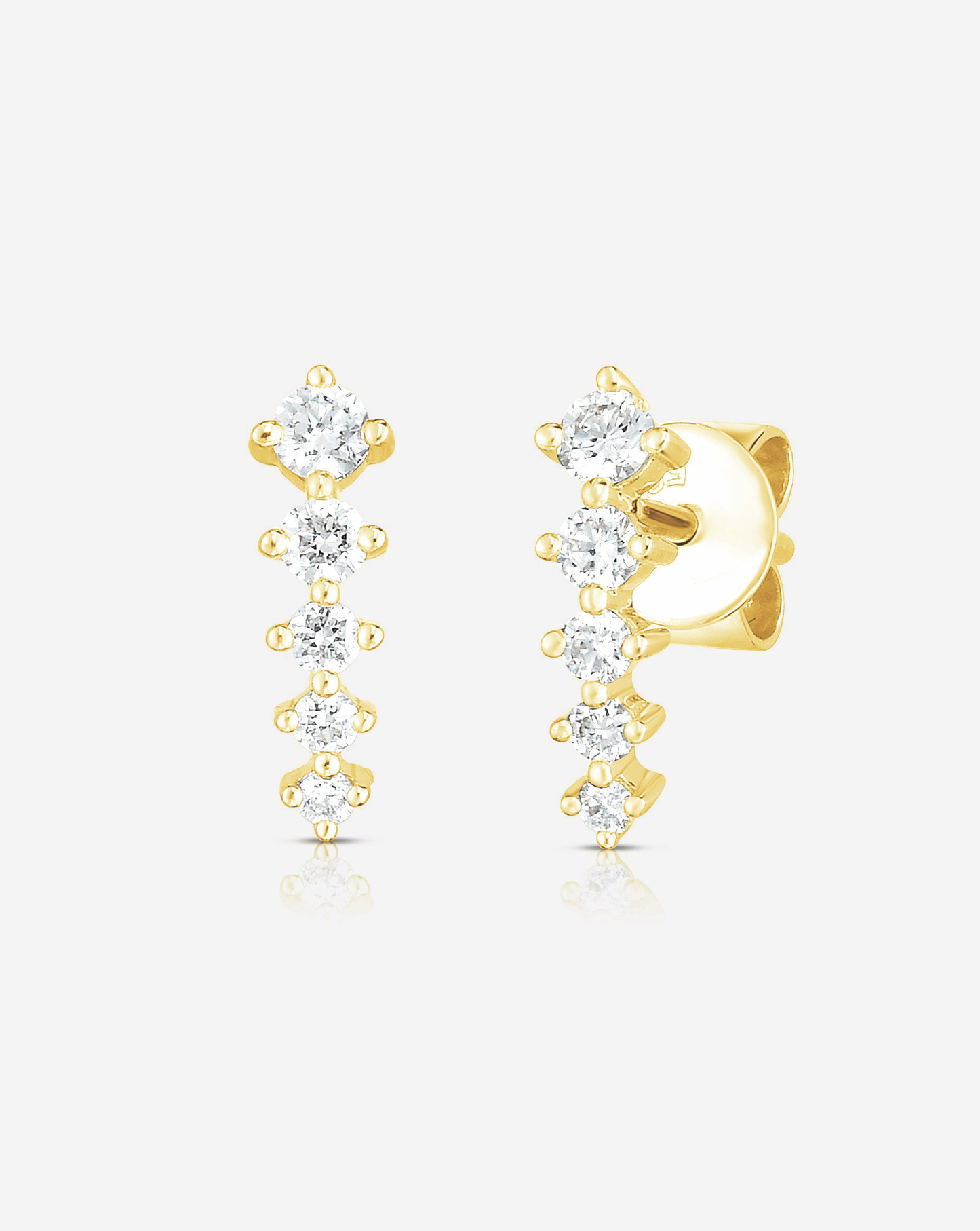 Ring Concierge Earrings 14k Yellow Gold / Pair Graduated Curved Studs
