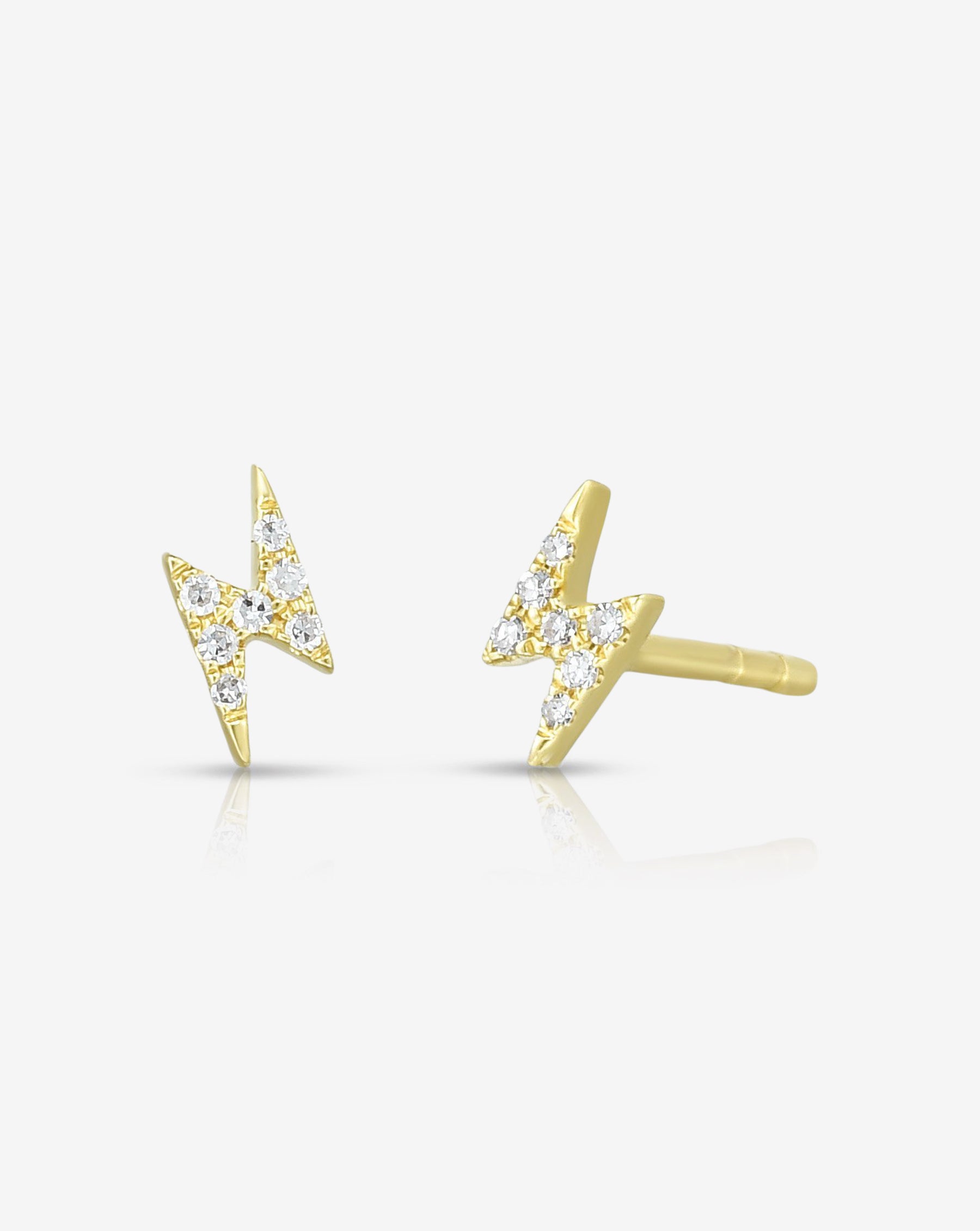 Ring Concierge Earrings 14k Yellow Gold / Pair Mini Lightning Bolt Studs