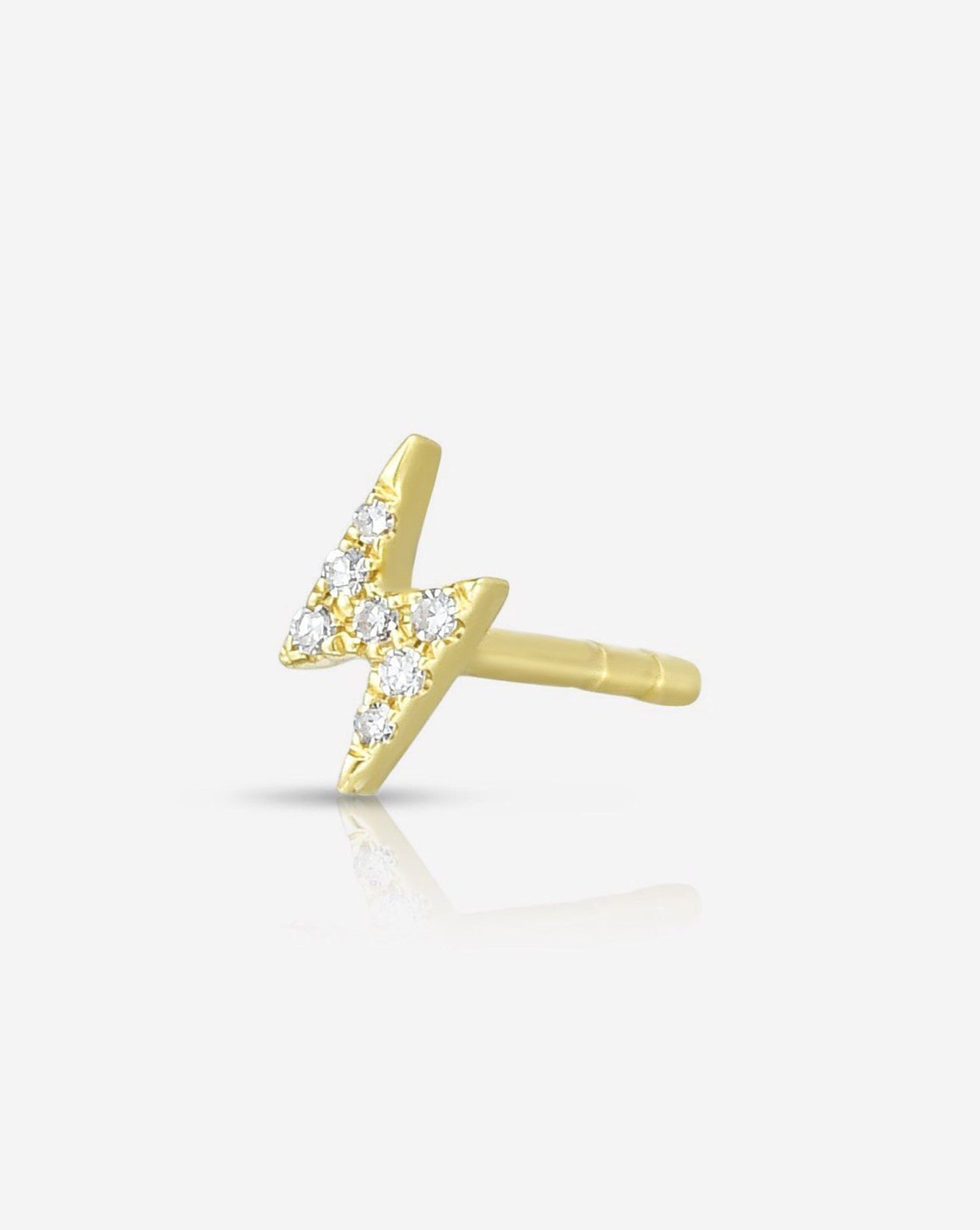 Ring Concierge Earrings 14k Yellow Gold / Single Mini Lightning Bolt Studs