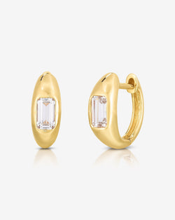 Ring Concierge Earrings 14k Yellow Gold White Topaz Cloud Huggies