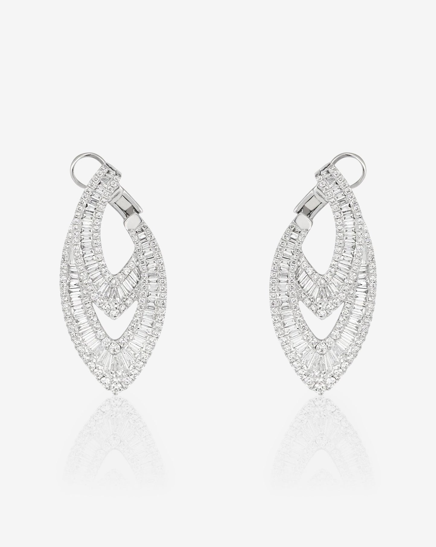 Ring Concierge Earrings Art Deco Earrings in 14K White Gold