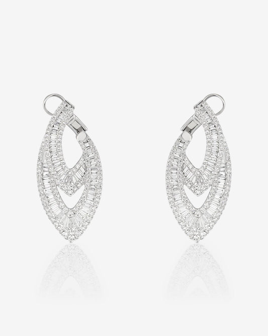 Ring Concierge Earrings Art Deco Earrings in 14K White Gold