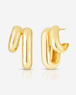 Ring Concierge Earrings Bold Double Row Cloud Hoops