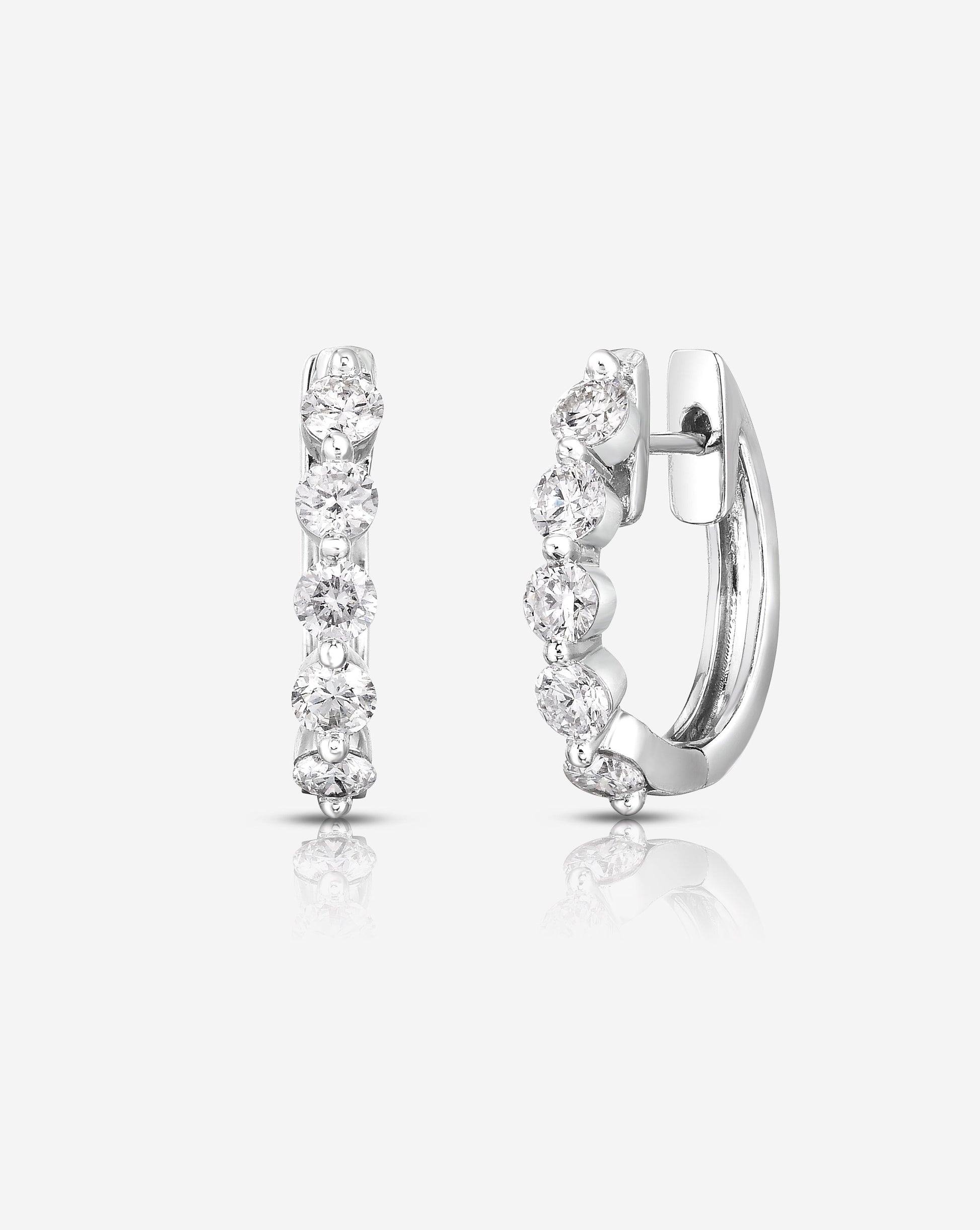 Ring Concierge Earrings Multiway Single Prong Diamond Statement Earrings in 14K White Gold - Huggies pieces