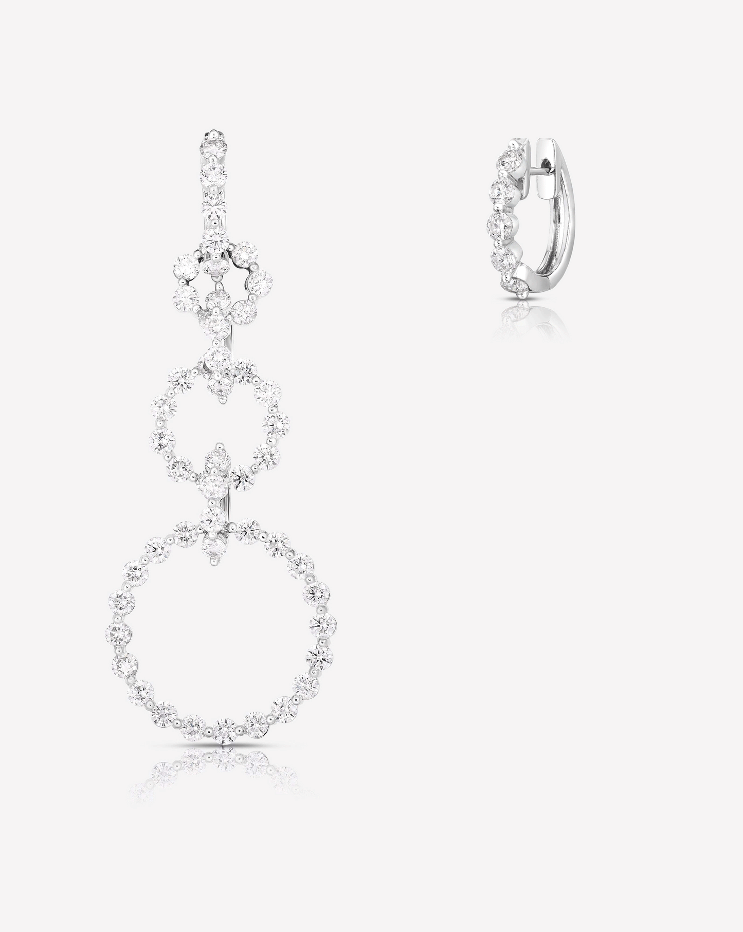 Ring Concierge Earrings Multiway Single Prong Diamond Statement Earrings in 14K White Gold
