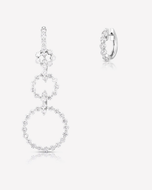 Ring Concierge Earrings Multiway Single Prong Diamond Statement Earrings in 14K White Gold