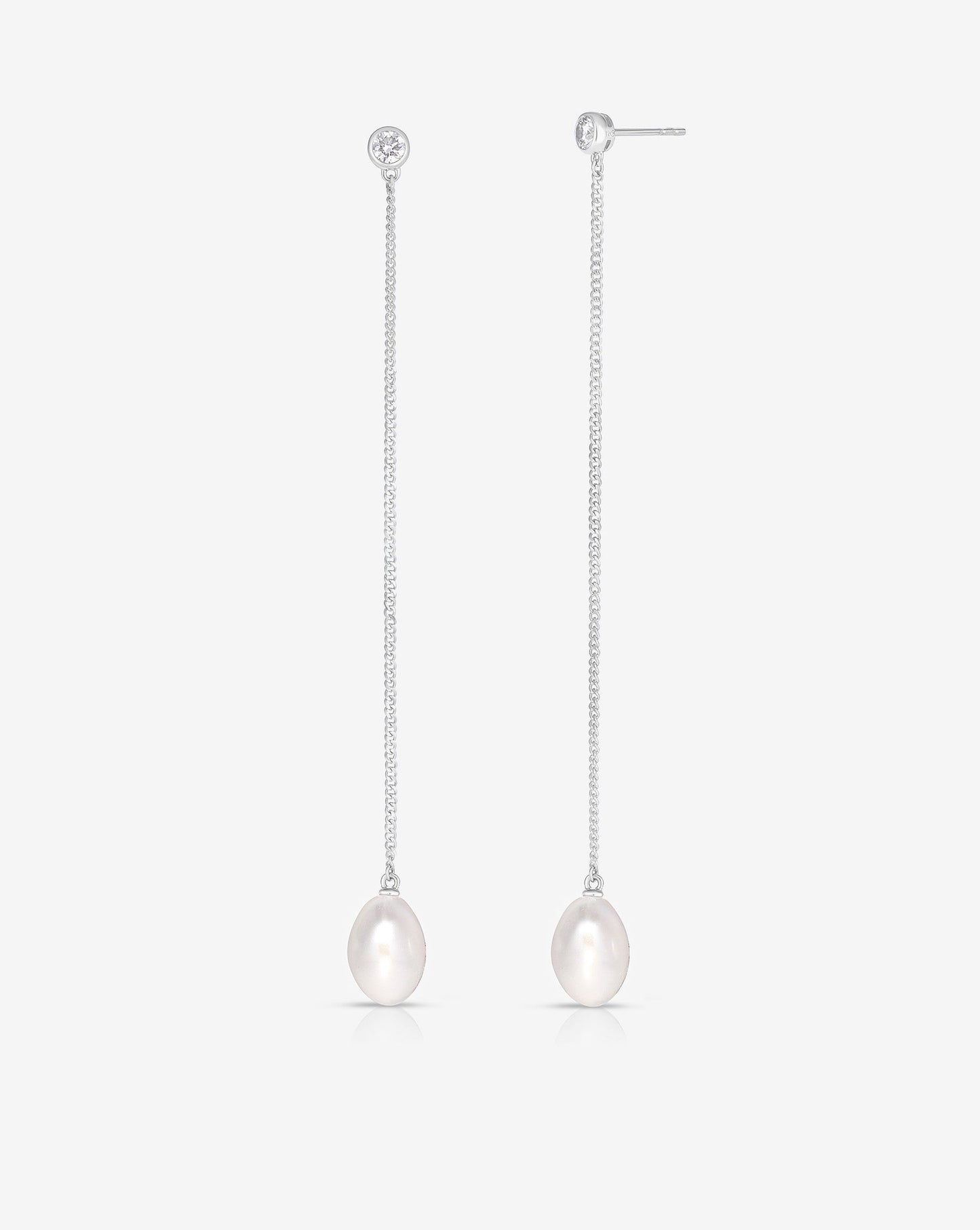 Ring Concierge Earrings Organic Pearl + Diamond Drop Earrings 14K White Gold