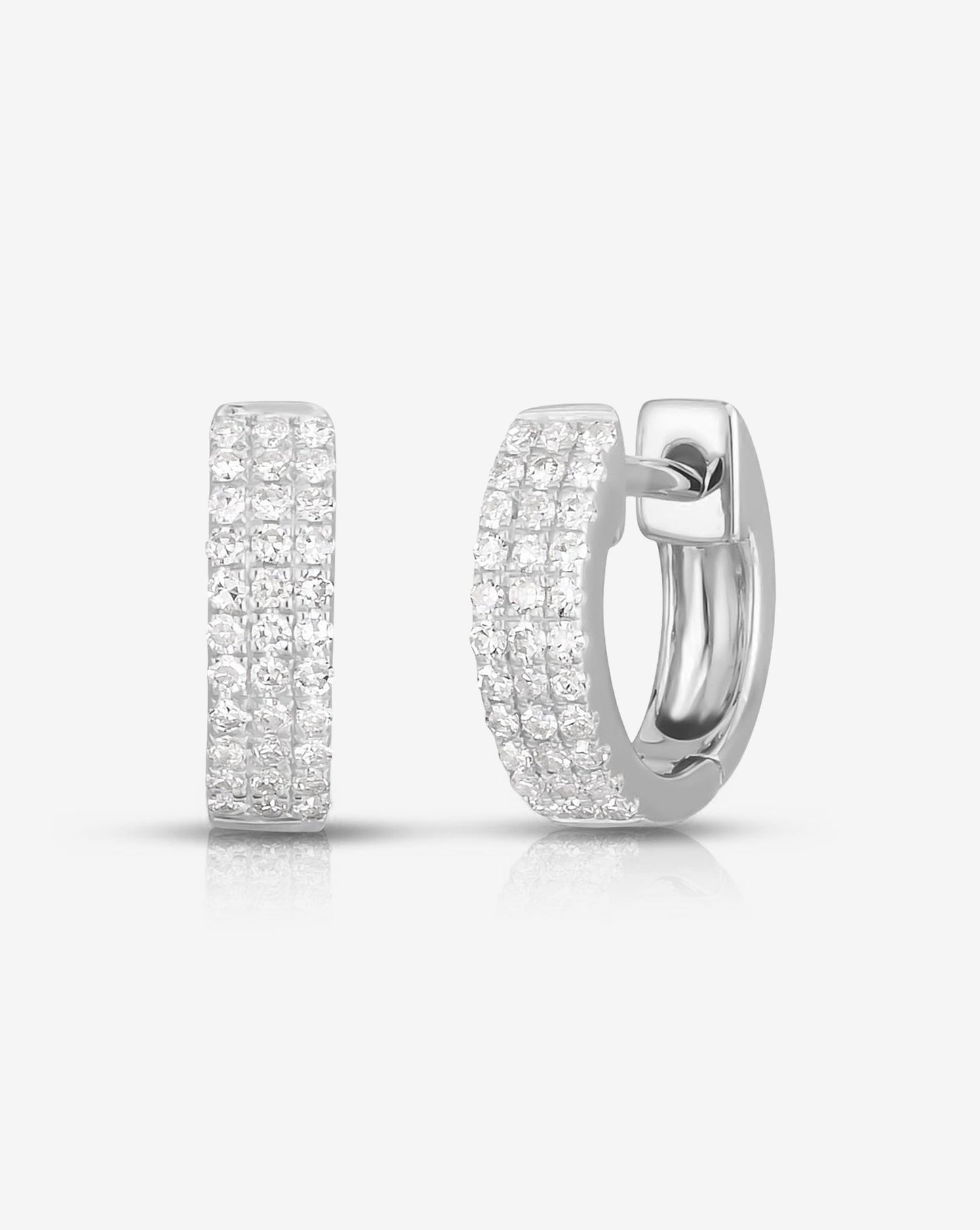 Petite Triple Row Huggies - 14k White Gold