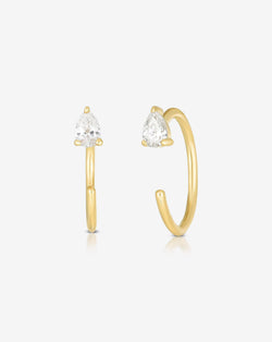 Ring Concierge 14k Yellow Gold Single Pear Droplet Huggies