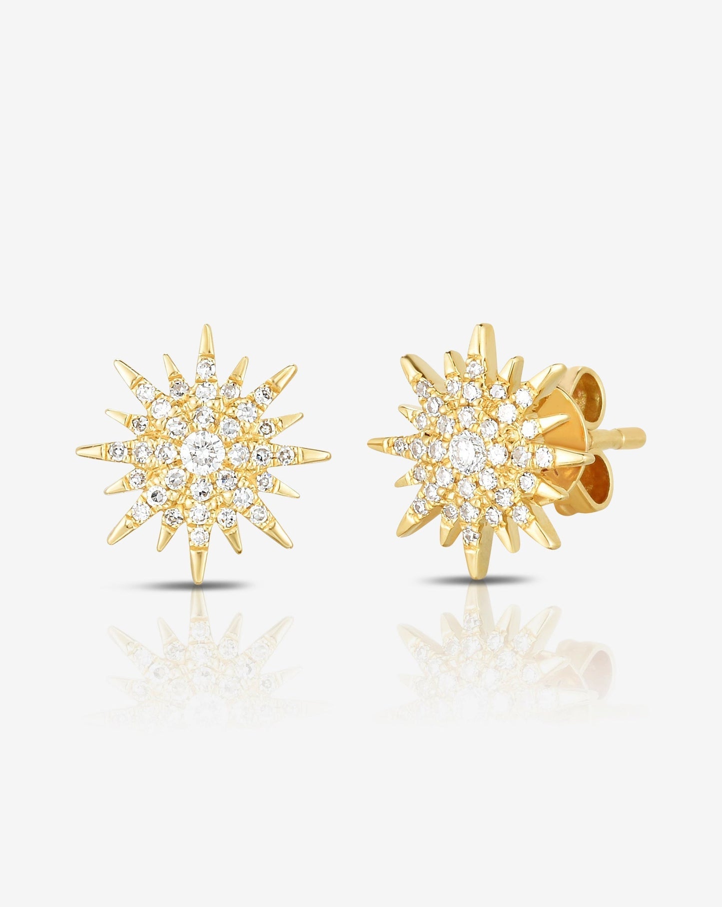Ring Concierge 14K yellow Gold Starburst Diamond Studs - Flat image