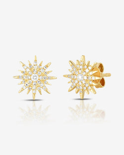 Ring Concierge 14K yellow Gold Starburst Diamond Studs - Flat image