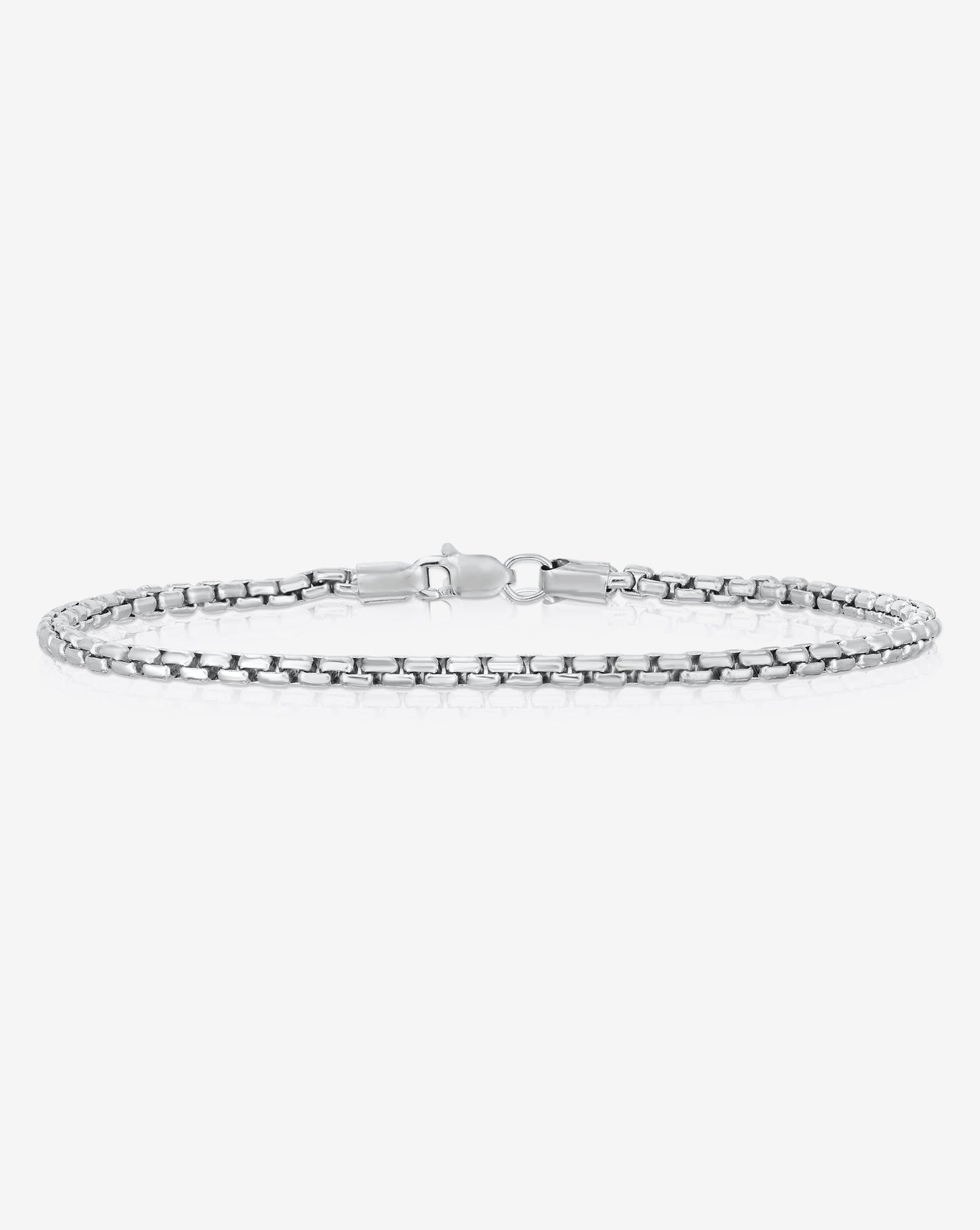 Ring Concierge Mens Men's Bracelets 14k White Gold / 7 inches 3 mm Round Box Link Bracelet
