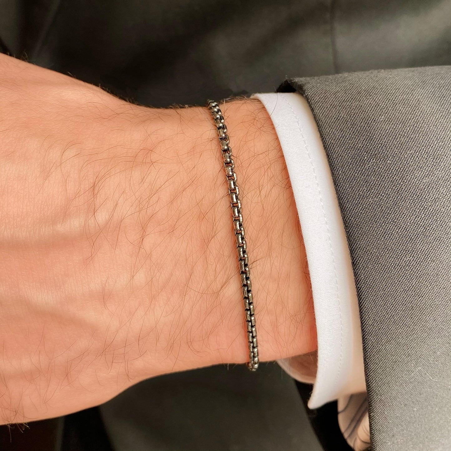 Ring Concierge Mens Men's Bracelets 3 mm Round Box Link Bracelet