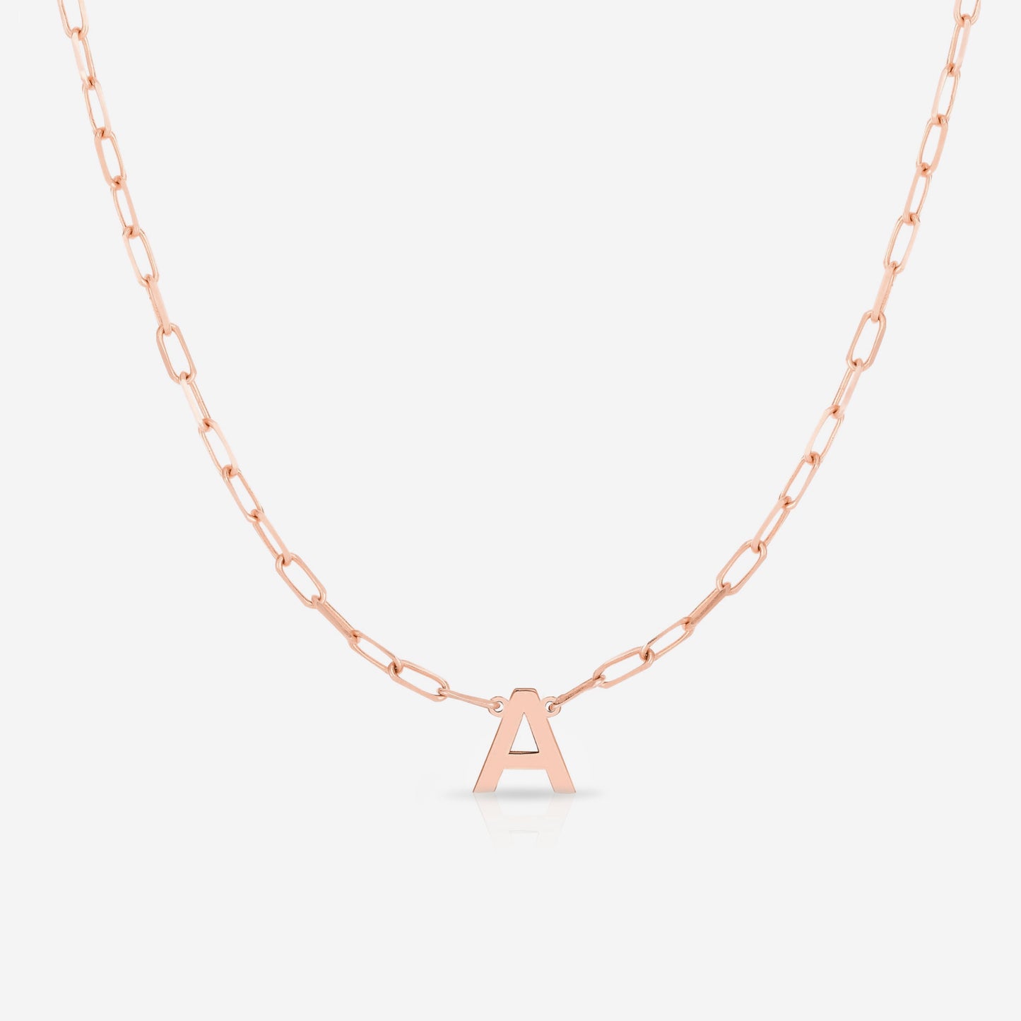 Ring Concierge Necklaces 14k Rose Gold / A Block Initial + Link Chain Necklace