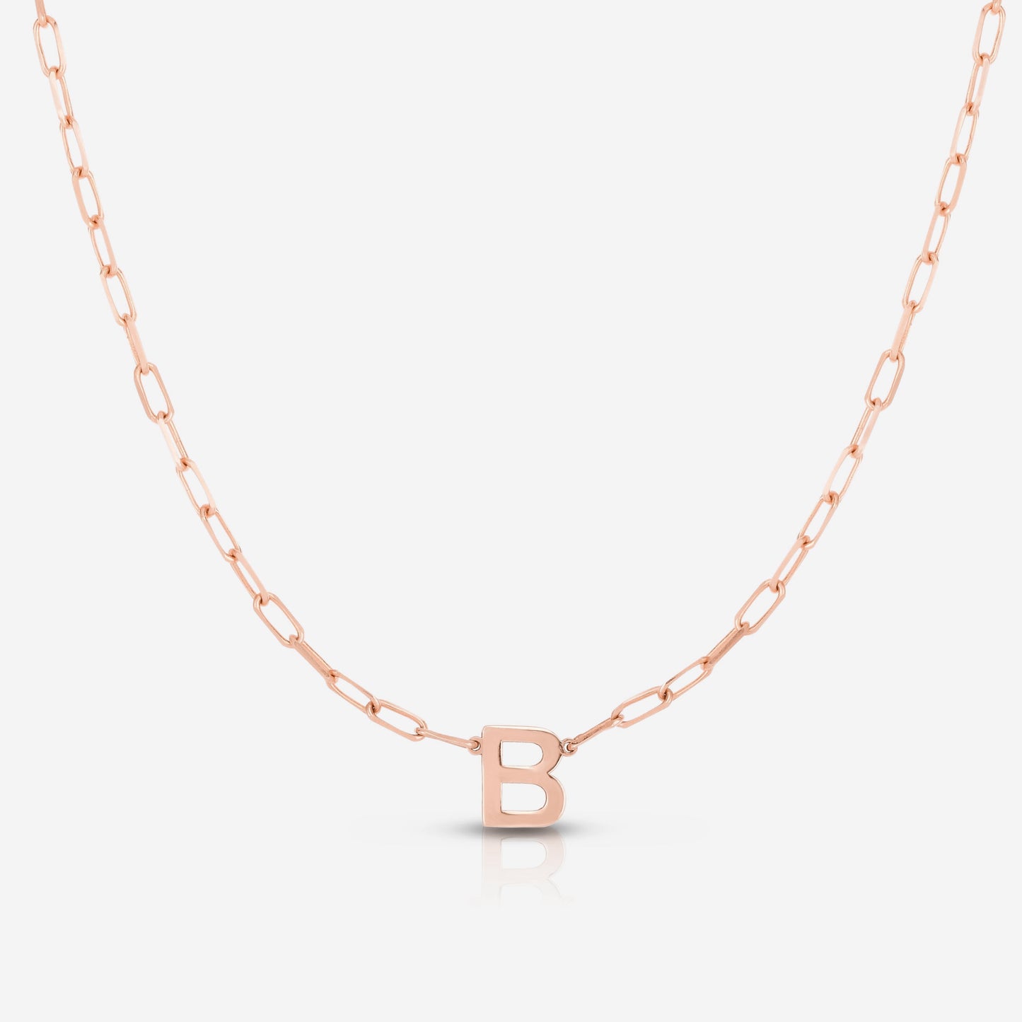 Ring Concierge Necklaces 14k Rose Gold / B Block Initial + Link Chain Necklace