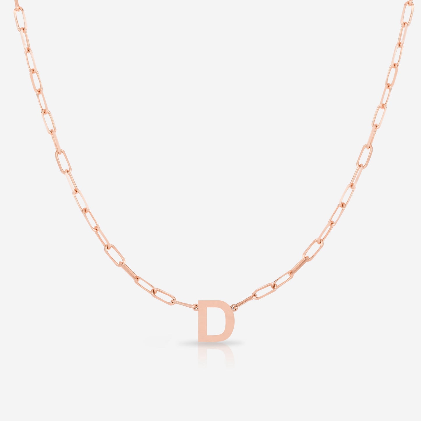 Ring Concierge Necklaces 14k Rose Gold / D Block Initial + Link Chain Necklace