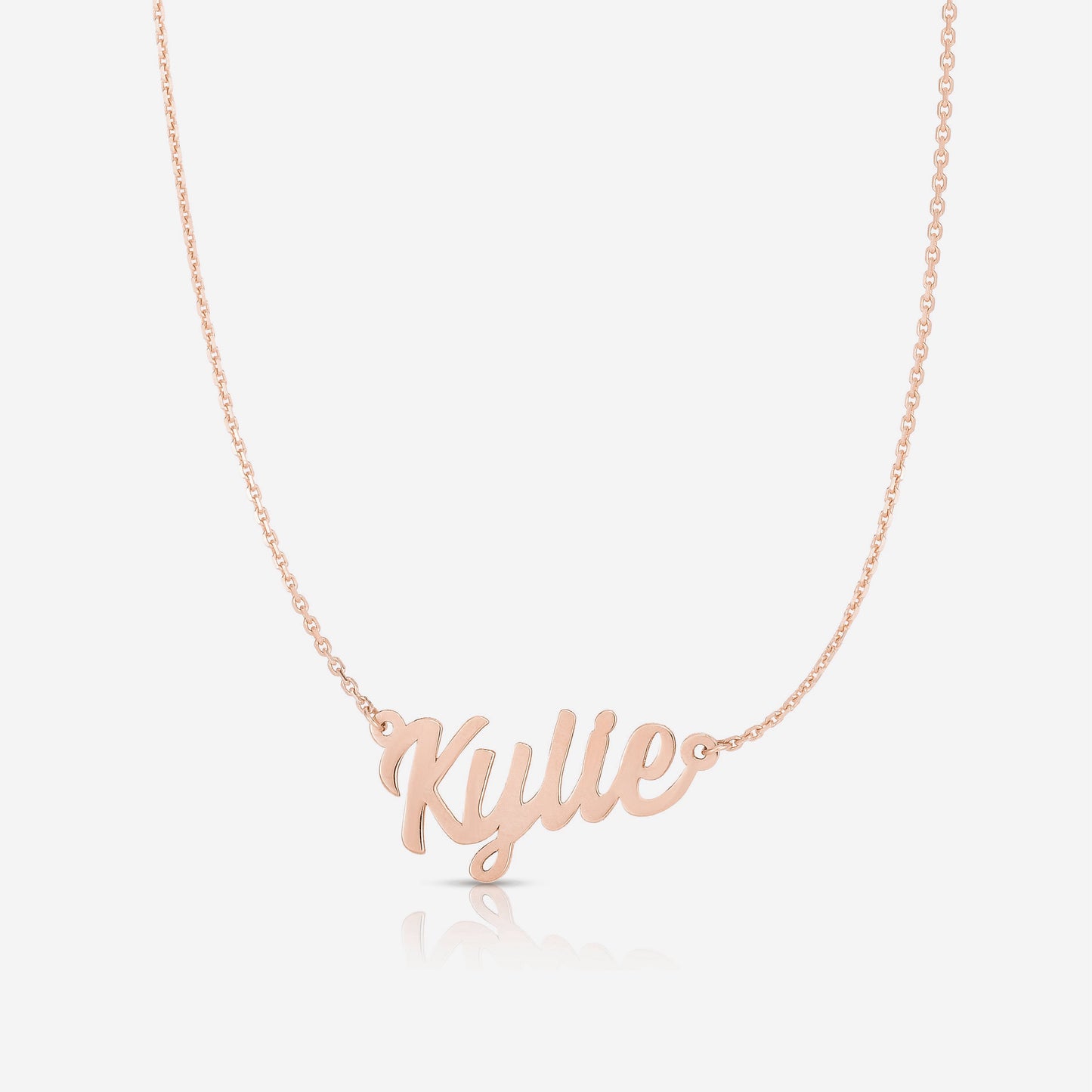 Ring Concierge Necklaces 14k Rose Gold / First letter uppercase (as pictured) Personalized Script Name Necklace - zoomed in name kylie