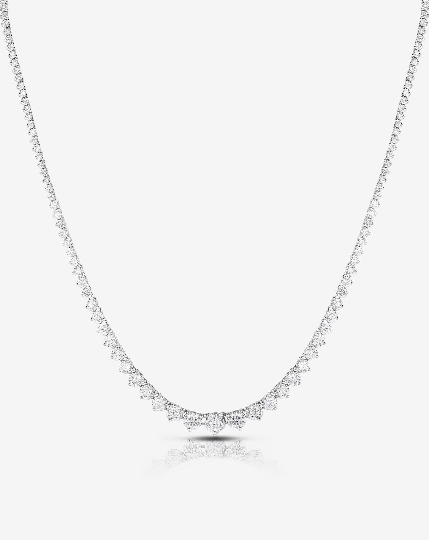 Ring Concierge White Gold Graduated Diamond Tennis Necklace; approx. 12 ct