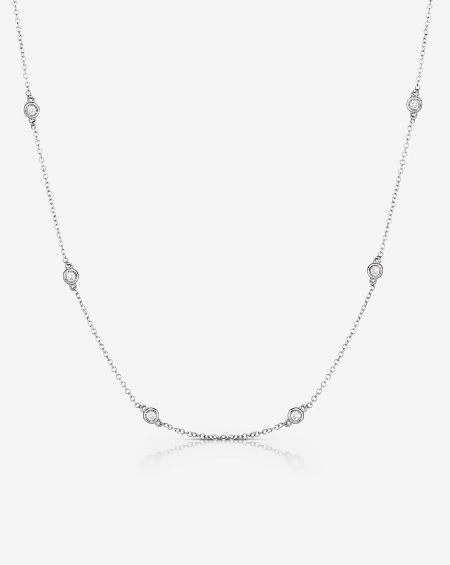 Ring Concierge Necklaces 14k White Gold Diamond Bezel Station Necklace 30757277433944
