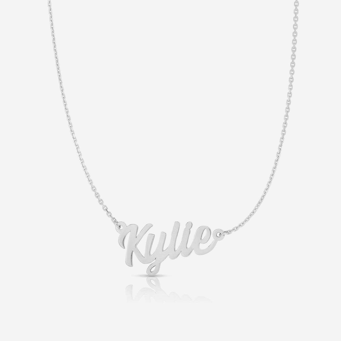 Ring Concierge Necklaces 14k White Gold / First letter uppercase (as pictured) Personalized Script Name Necklace - zoomed in name kylie