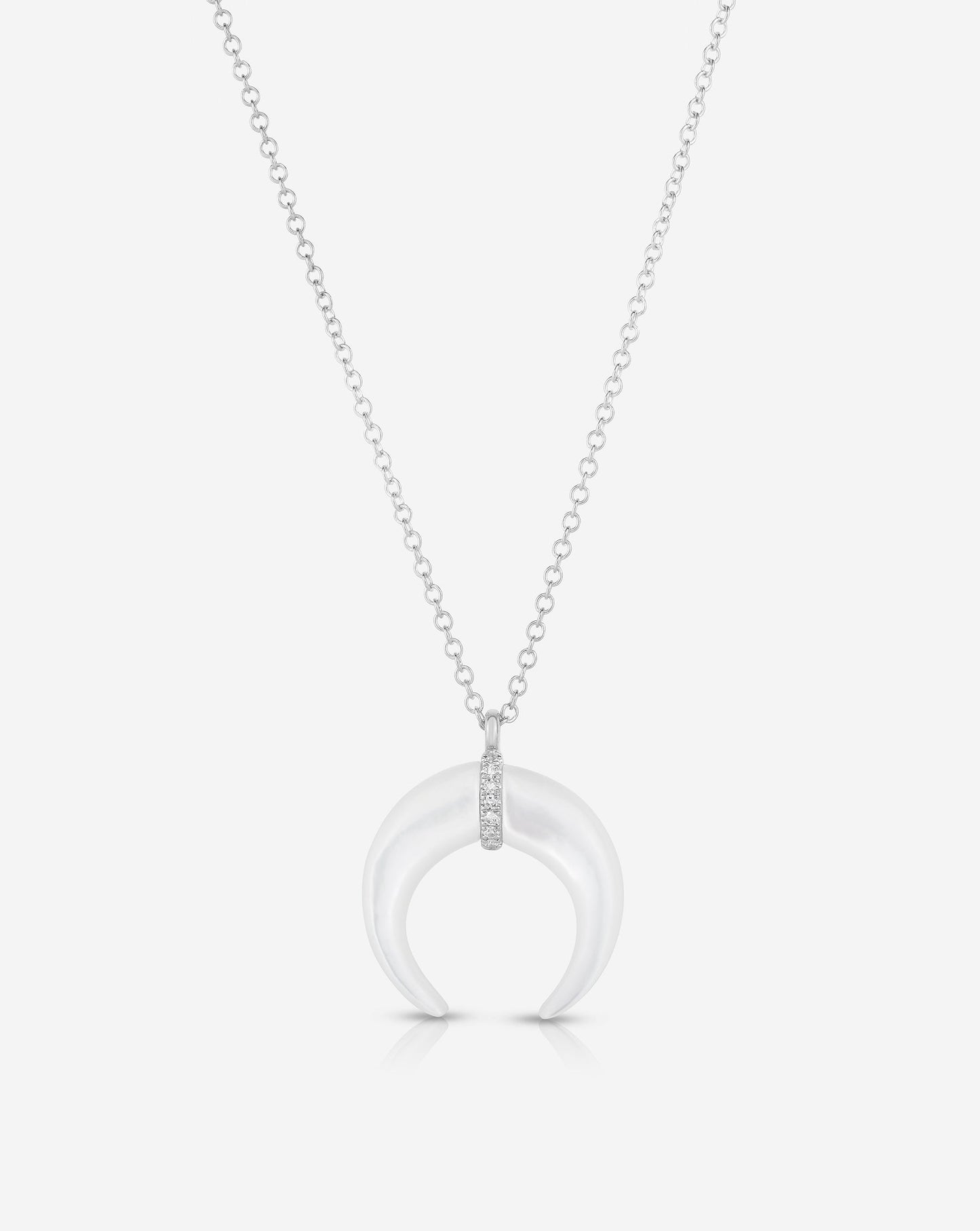 Ring Concierge Necklaces 14k White Gold Mother of Pearl + Pavé Horn Necklace