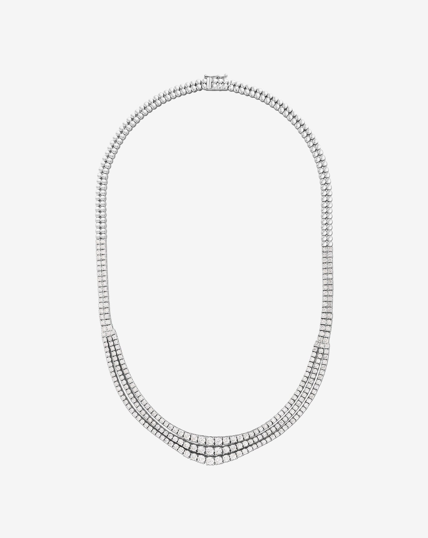 Ring Concierge Necklaces 14k White Gold Triple Row Graduated Diamond Tennis Necklace