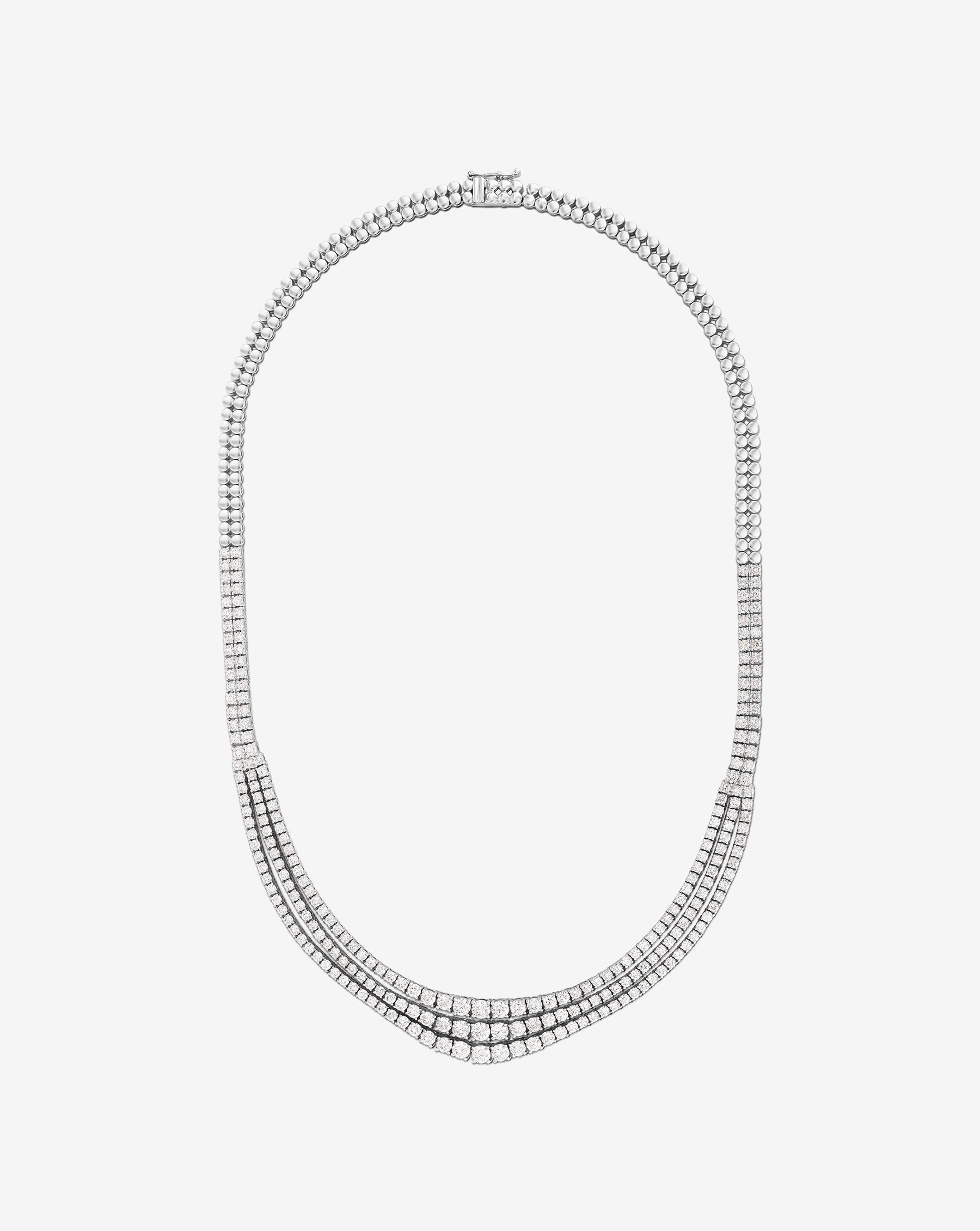 Ring Concierge Necklaces 14k White Gold Triple Row Graduated Diamond Tennis Necklace
