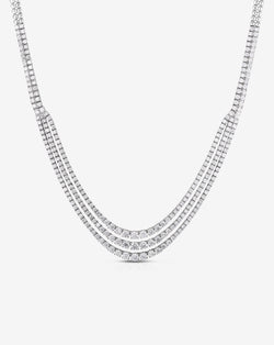 Ring Concierge Necklaces 14k White Gold Triple Row Graduated Diamond Tennis Necklace