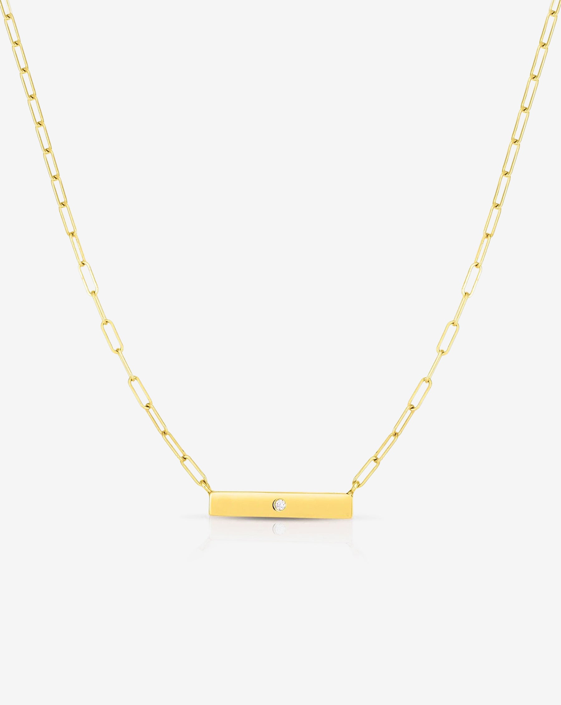 Ring Concierge Necklaces 14k Yellow Gold / 1 Inlay Birthstone Bar Necklace in 14K Yellow Gold