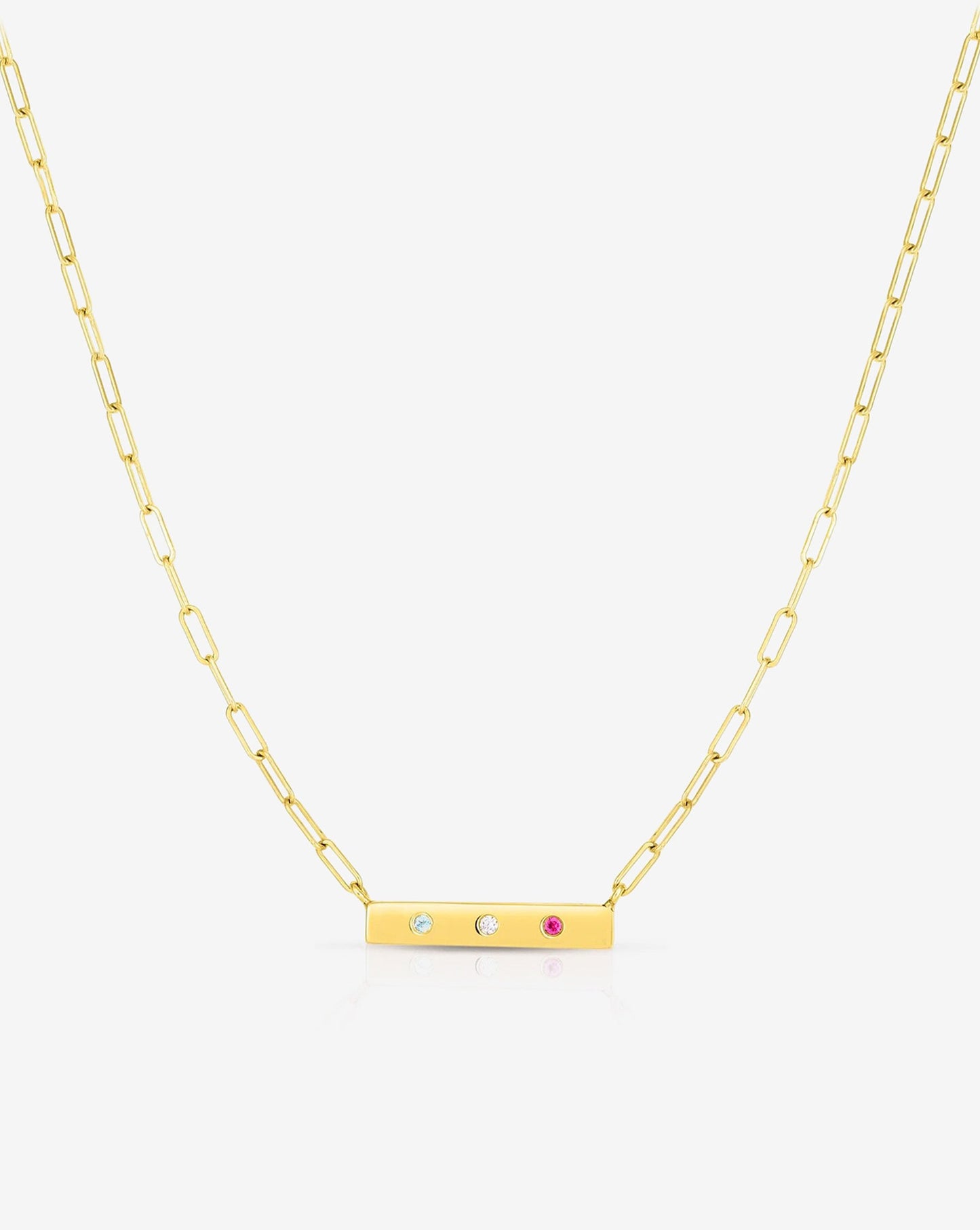 Ring Concierge Necklaces 14k Yellow Gold / 3 Inlay Birthstone Bar Necklace