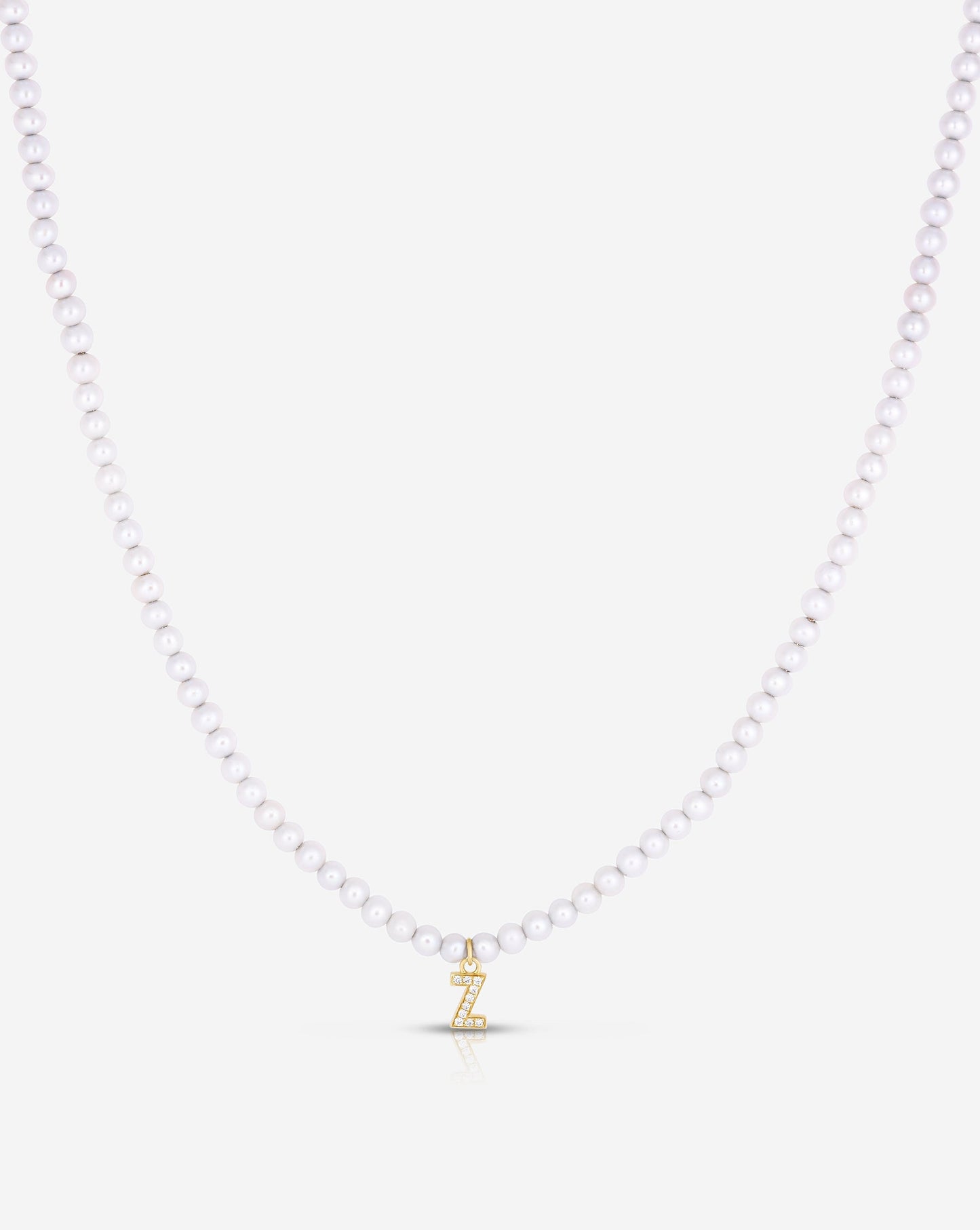 Ring Concierge Necklaces 14k Yellow Gold / A Pearl + Pavé Initial Choker with Initial "Z" 