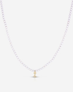 Ring Concierge Necklaces 14k Yellow Gold / A Pearl + Pavé Initial Choker with Initial "Z" 