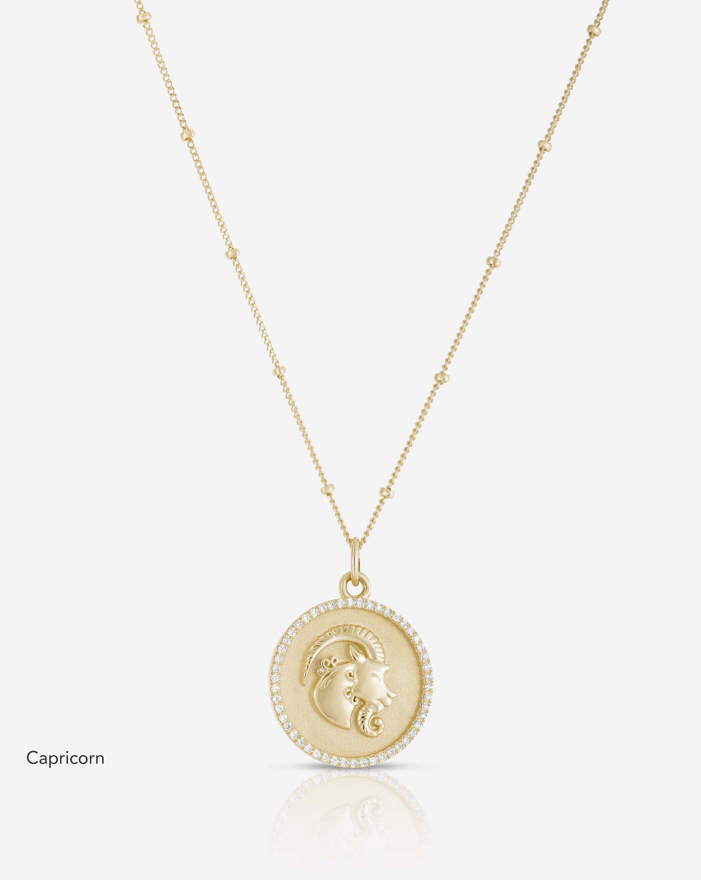 Ring Concierge Necklaces 14k Yellow Gold / Capricorn Zodiac Medallion Necklace