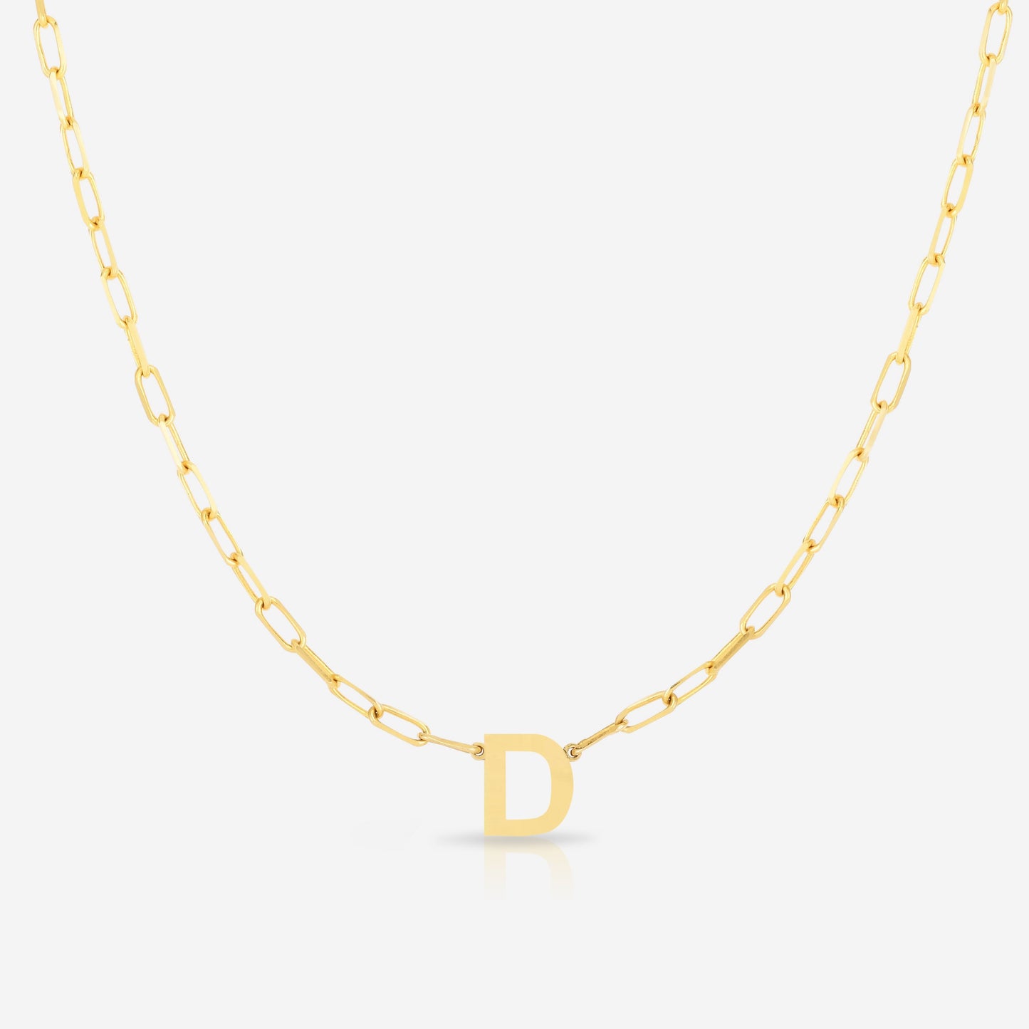 Ring Concierge Necklaces 14k Yellow Gold / D Block Initial + Link Chain Necklace
