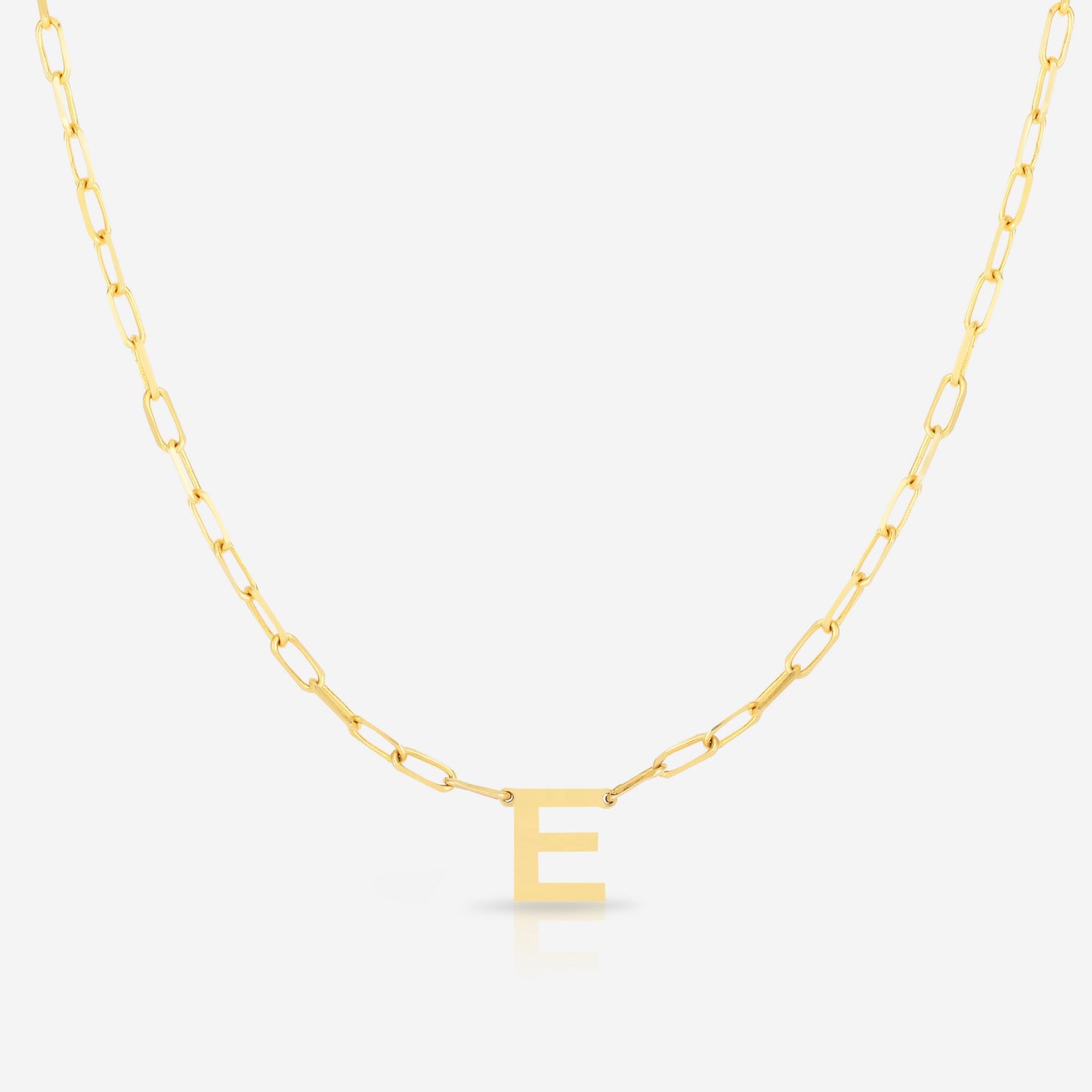 Ring Concierge Necklaces 14k Yellow Gold / E Block Initial + Link Chain Necklace