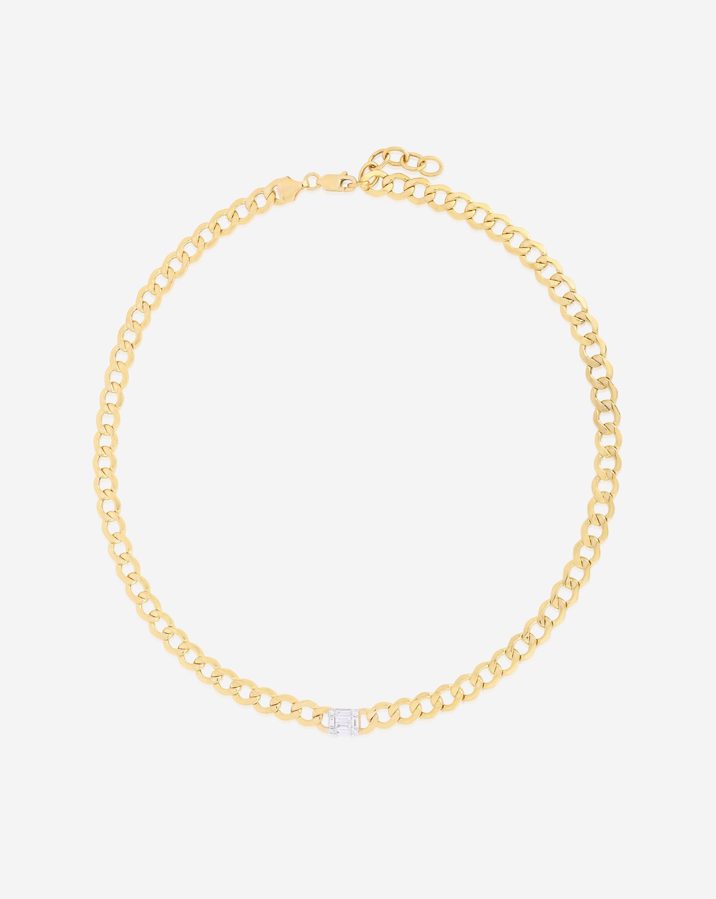 Ring Concierge Necklaces 14k Yellow Gold Emerald Illusion Curb Chain Necklace