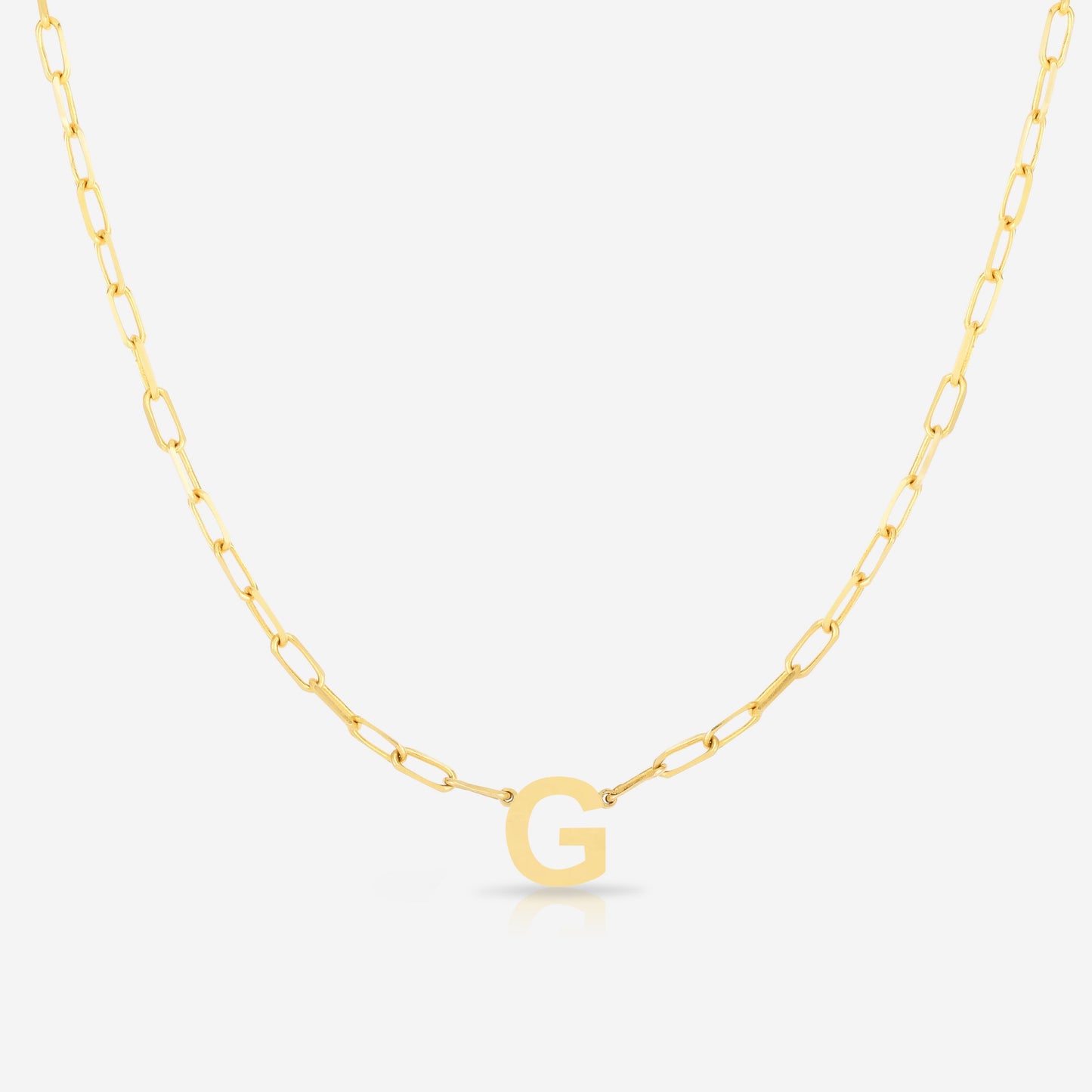 Ring Concierge Necklaces 14k Yellow Gold / G Block Initial + Link Chain Necklace