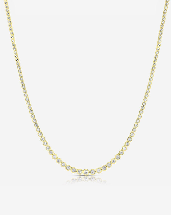 Ring Concierge Necklace 14k Yellow Gold Graduated Bezel Diamond Tennis Necklace