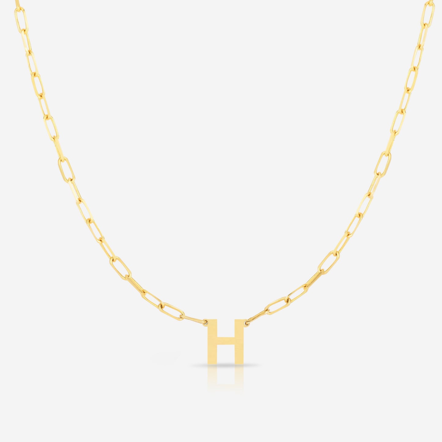 Ring Concierge Necklaces 14k Yellow Gold / H Block Initial + Link Chain Necklace