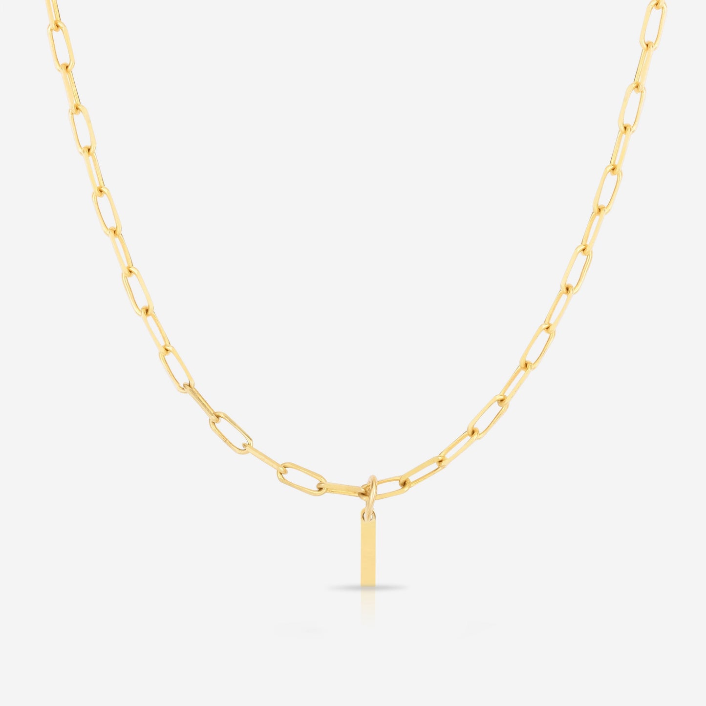Ring Concierge Necklaces 14k Yellow Gold / I Block Initial + Link Chain Necklace