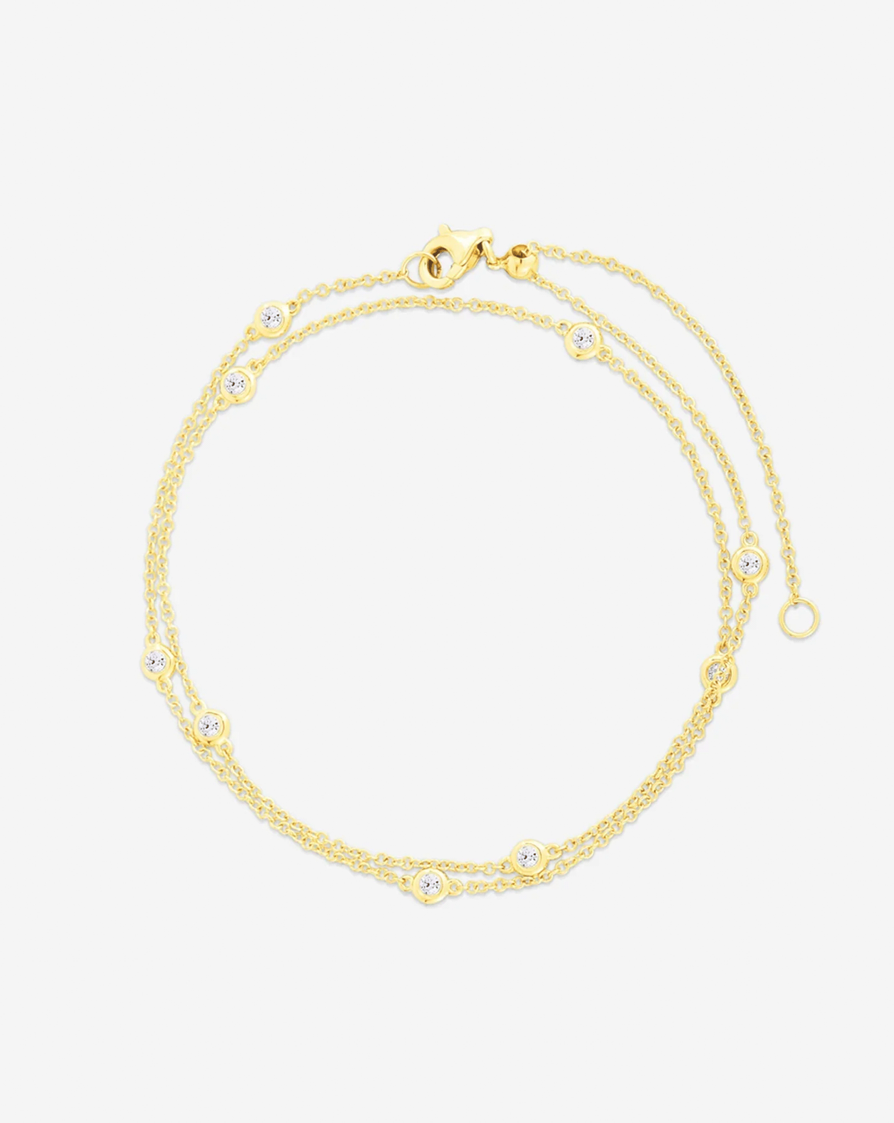 Ring Concierge Multiway Diamond Bezel Necklace + Double Wrap Bracelet 14k Yellow Gold